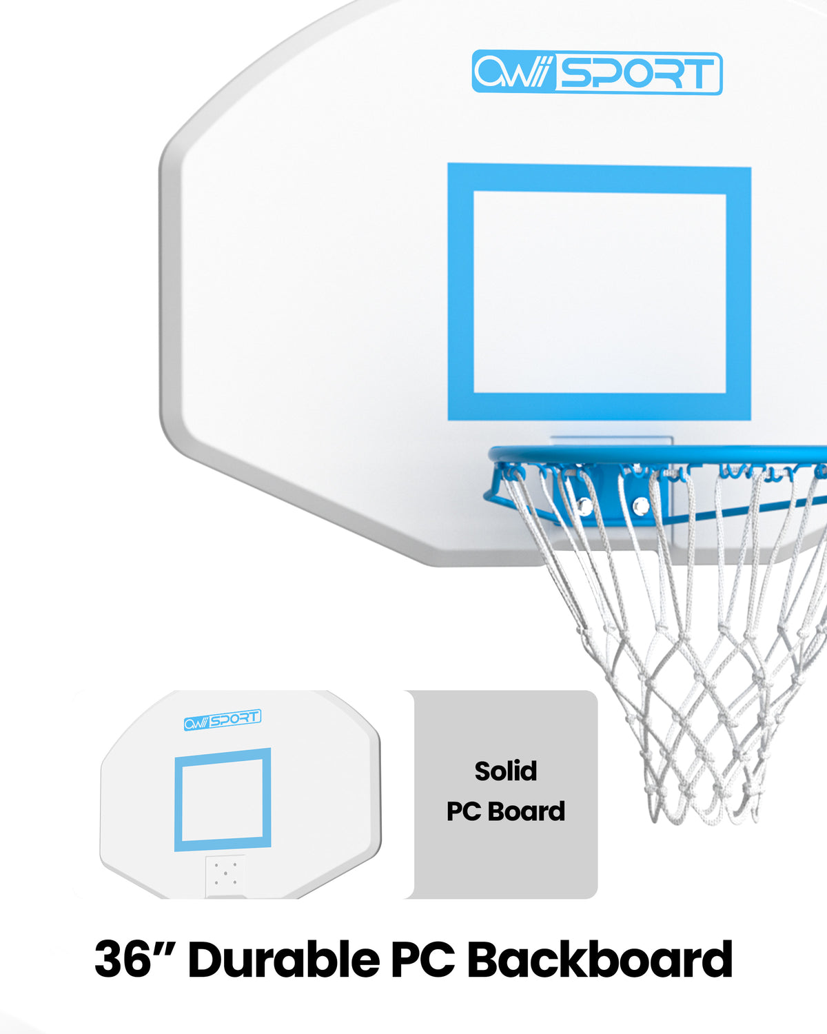 AWII Sport 36" Pool Basketball Hoop – 36 x 24 Inch Durable PC Backboard