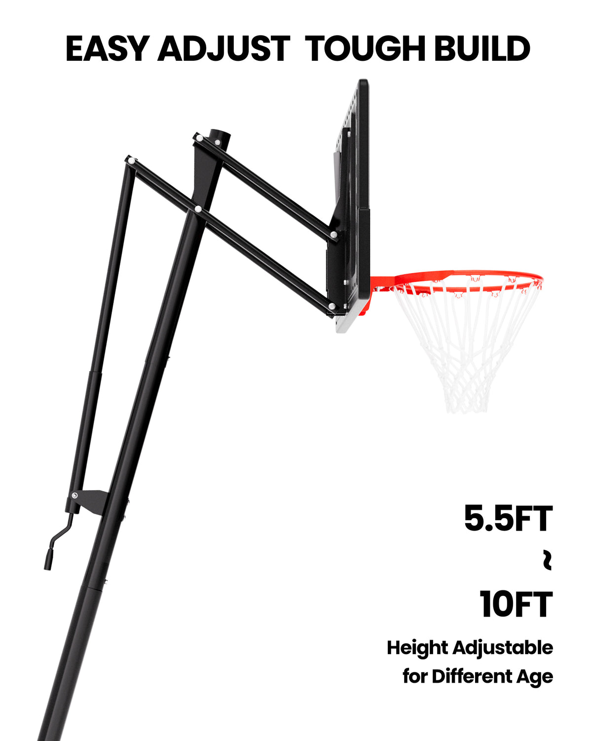 AWII Sport 40" Basketball Hoop – 5.5–10FT Height Adjustable Pole