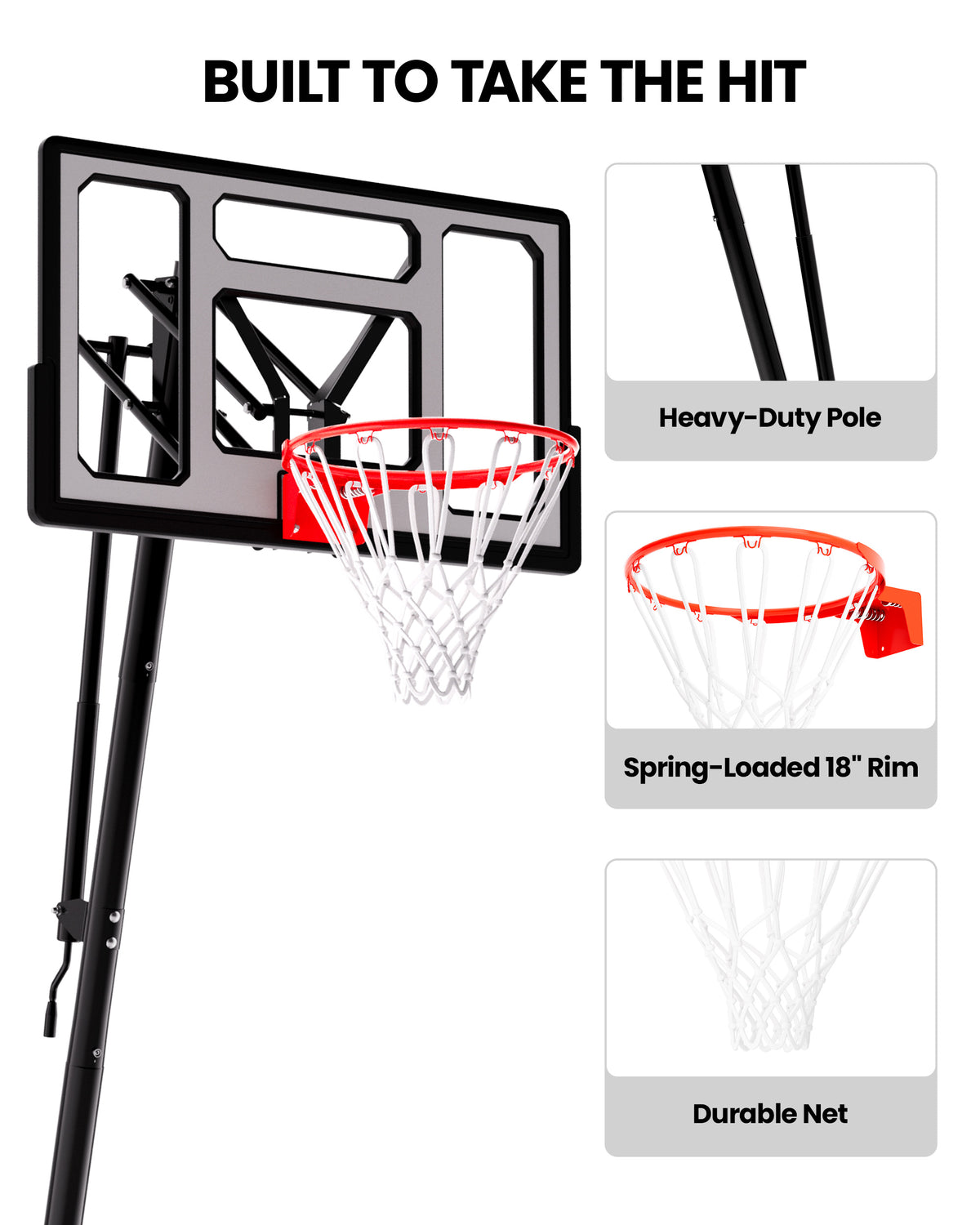 AWII Sport 40" Basketball Hoop – Heavy-Duty Pole and Spring-Loaded Rim