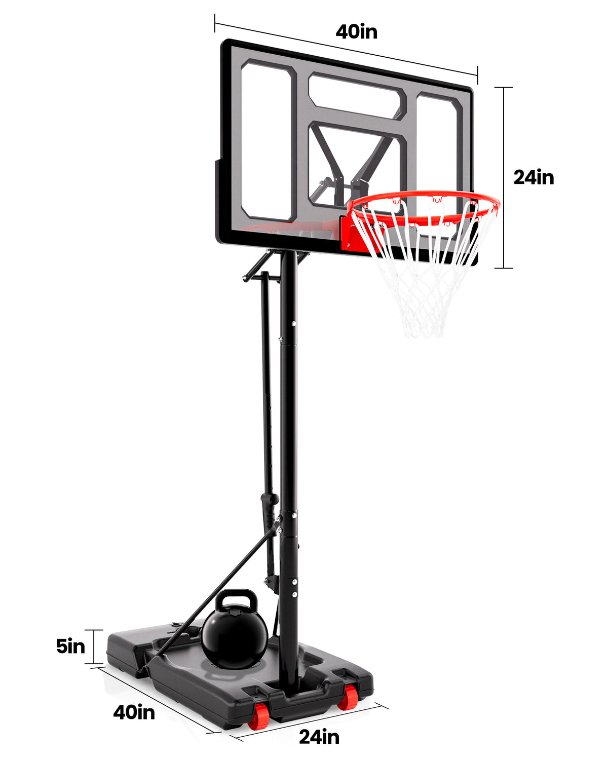 AWII Sport 40" Portable Basketball Hoop – Size Chart