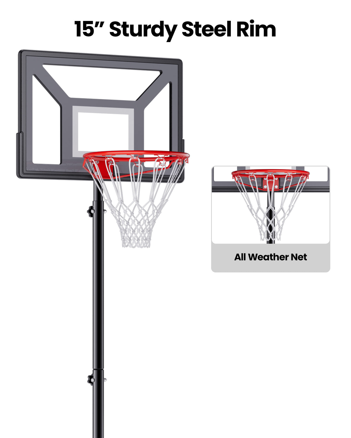 AWII Sport 30" Basketball Hoop – 15 Inch Steel Rim with All-Weather Net