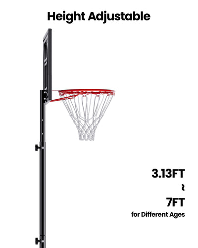 AWII Sport 30" Basketball Hoop – 3.13–7FT Height Adjustable for Different Ages