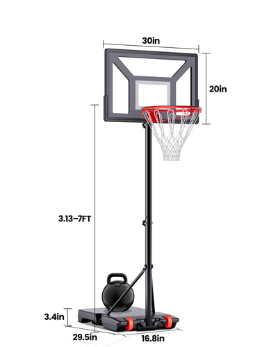 AWII Sport 30" Portable Basketball Hoop – Size Chart