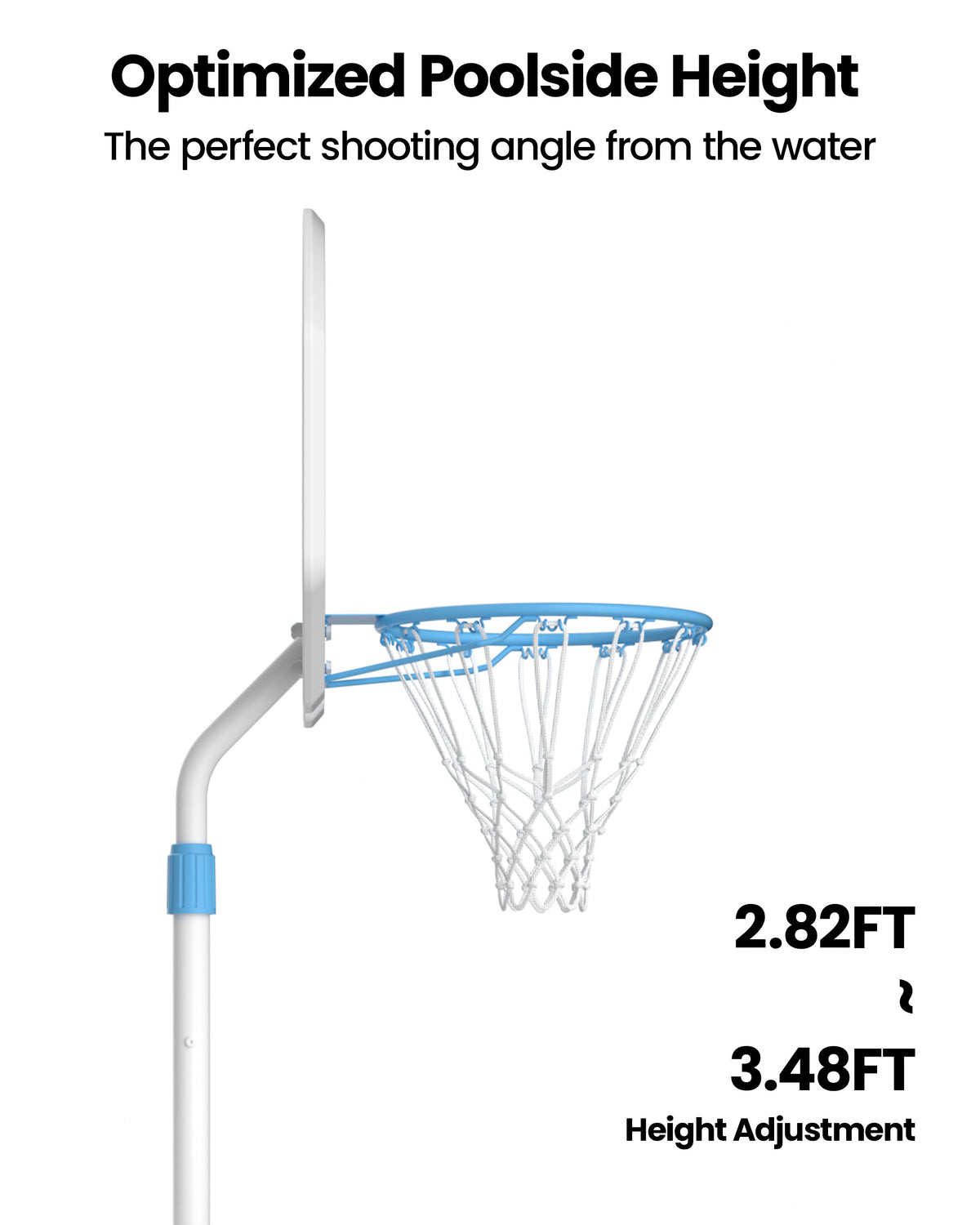 AWII Sport 36" Pool Basketball Hoop – 2.82–3.48FT Adjustable Poolside Height