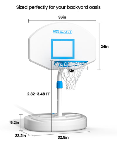 AWII Sport 36" Pool Basketball Hoop – Size Chart