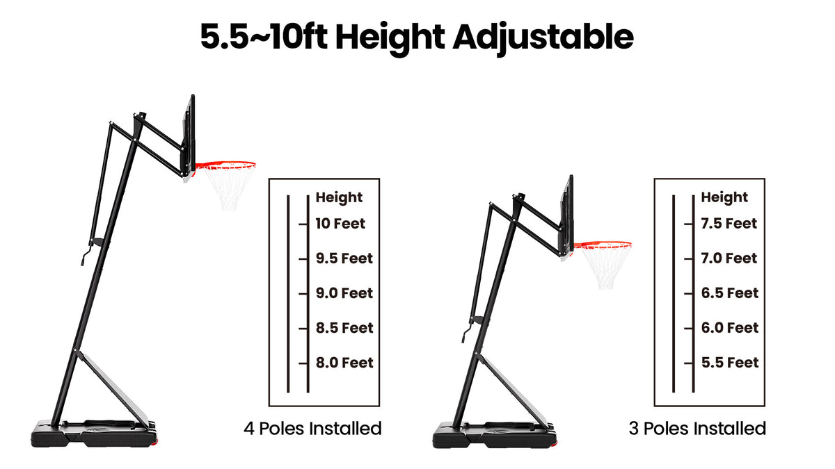 AWII Sport 40" Portable Basketball Hoop – 5.5–10 FT Height Adjustment in 10 Levels