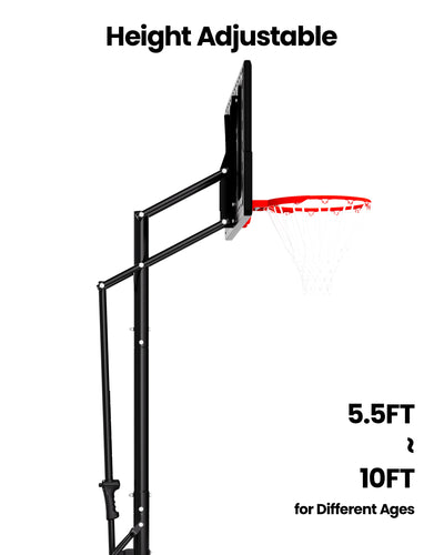 AWII Sport 40" Basketball Hoop – 5.5–10FT One-Button Height Adjustment