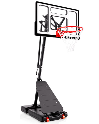 AWII Sport 40" Portable Basketball Hoop, White backboard, studio shot on white background.