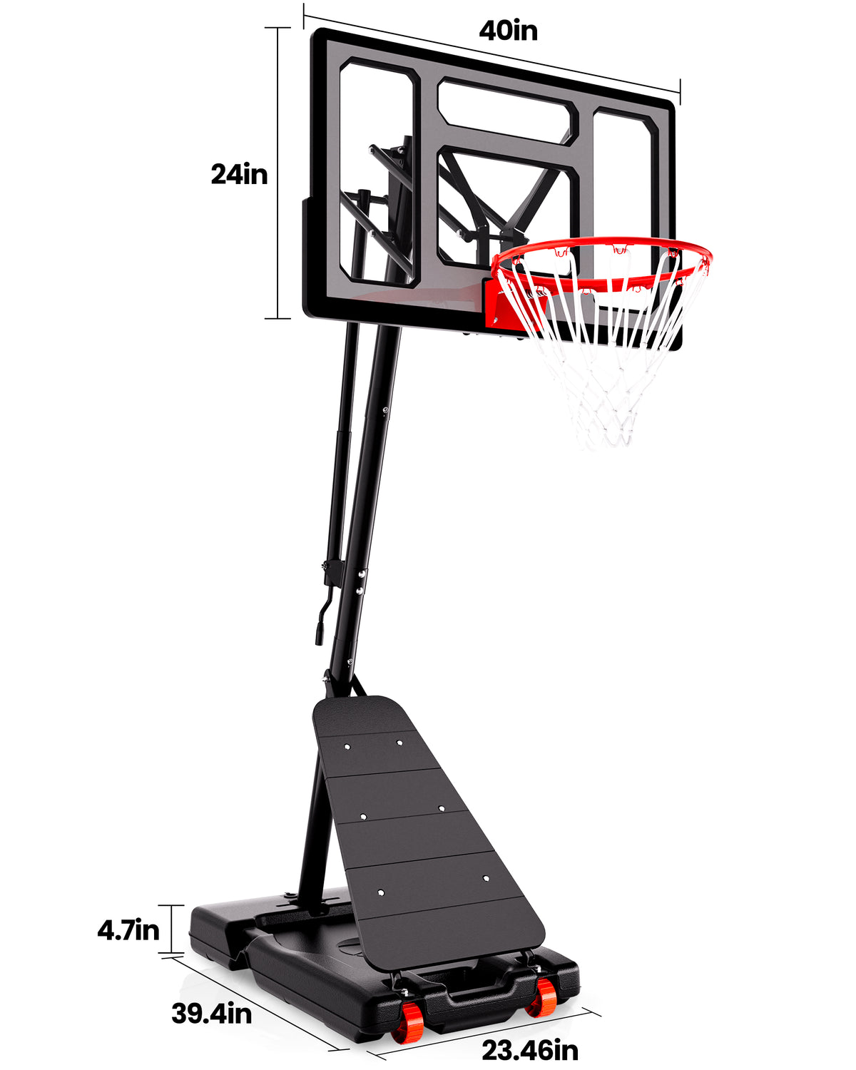 AWII Sport 40" Portable Basketball Hoop – Size Chart