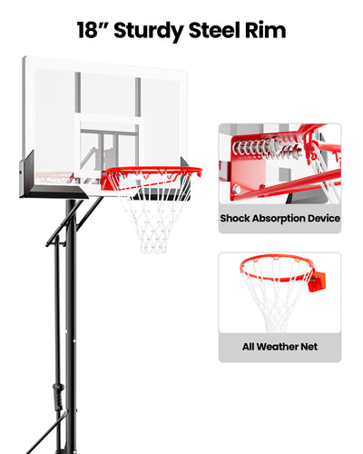 AWII Sport 44" Basketball Hoop – 18 Inch Steel Rim with All-Weather Net