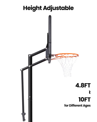 AWII Sport 44" Basketball Hoop – 4.8–10FT One-Button Height Adjustment