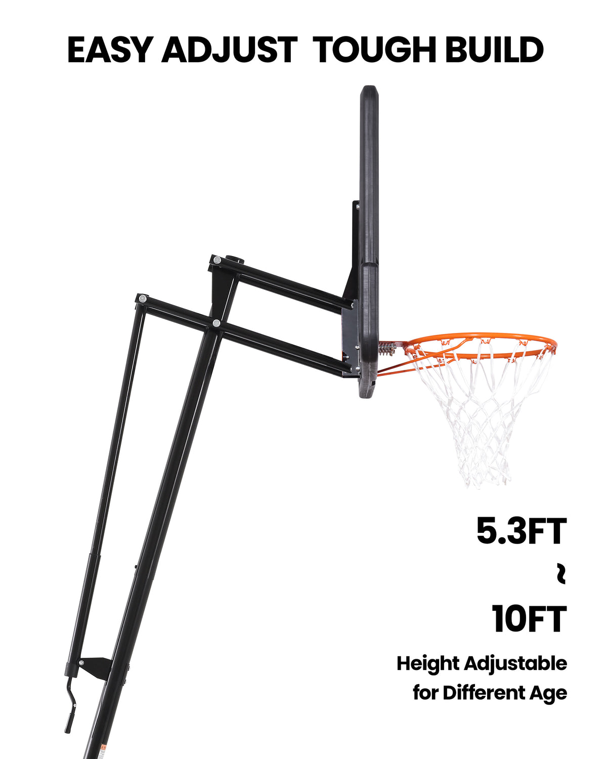 AWII Sport 44" Basketball Hoop – 5.3–10FT Height Adjustable Pole
