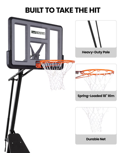 AWII Sport 44" Basketball Hoop – Heavy-Duty Pole and Spring-Loaded Rim