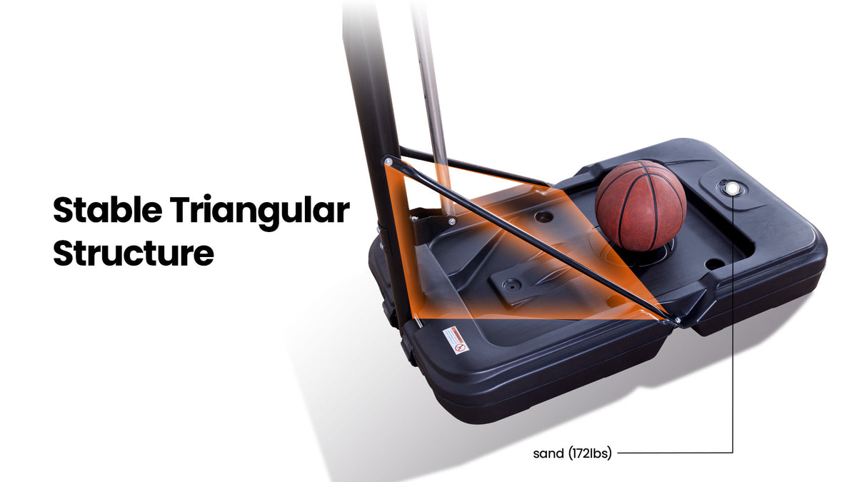 AWII Sport 44" Portable Basketball Hoop – Stable Base Fills with Sand