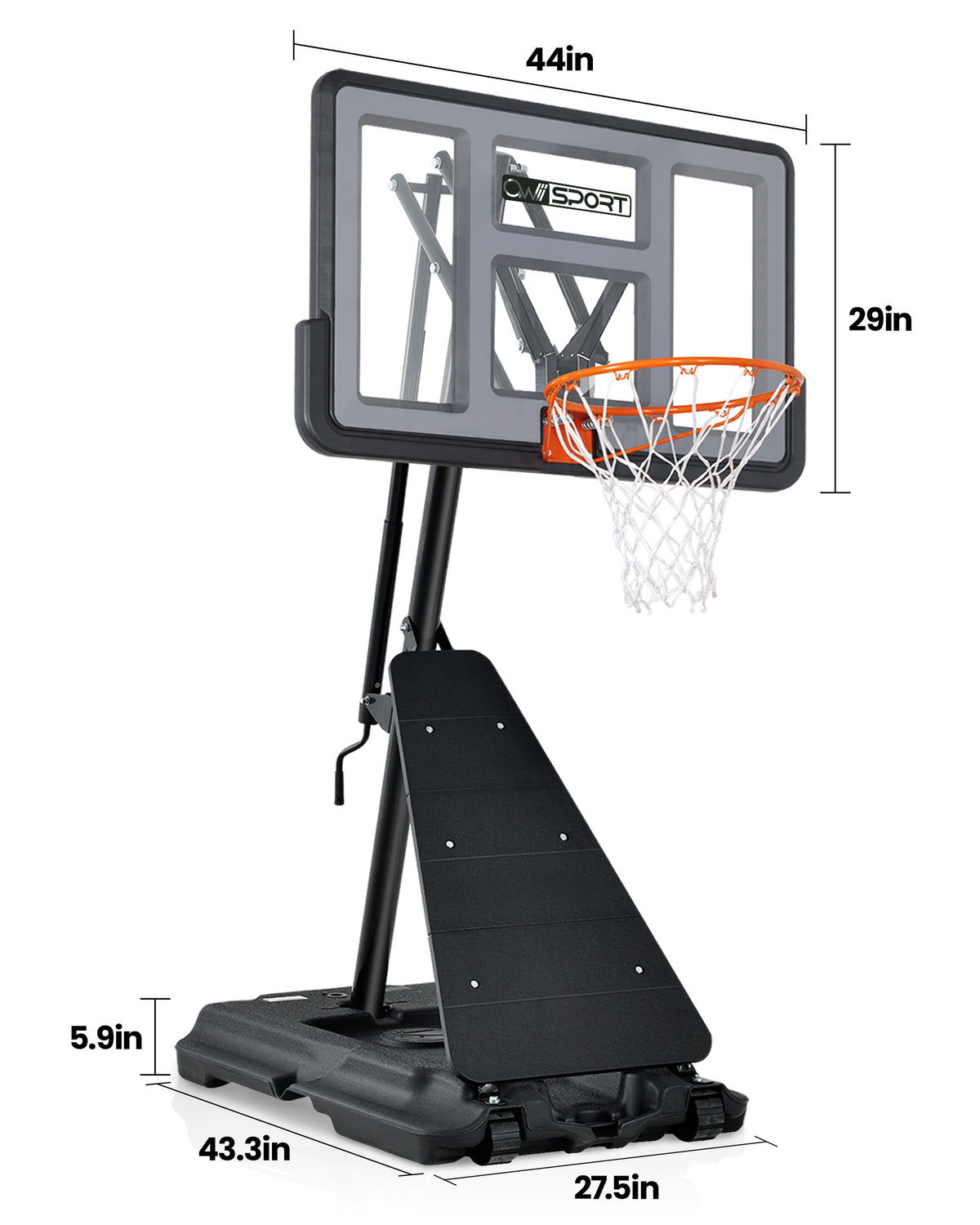 AWII Sport 44" Portable Basketball Hoop – Size Chart