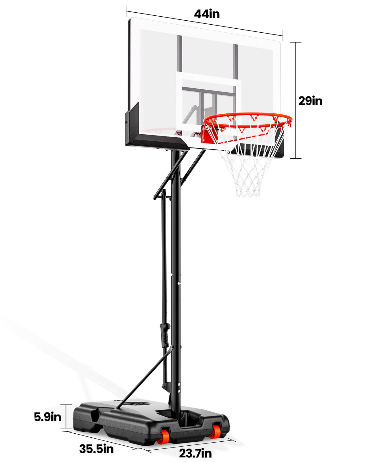 AWII Sport 44" Portable Basketball Hoop – Size Chart