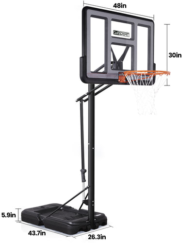 AWII Sport 48" Portable Basketball Hoop – Size Chart